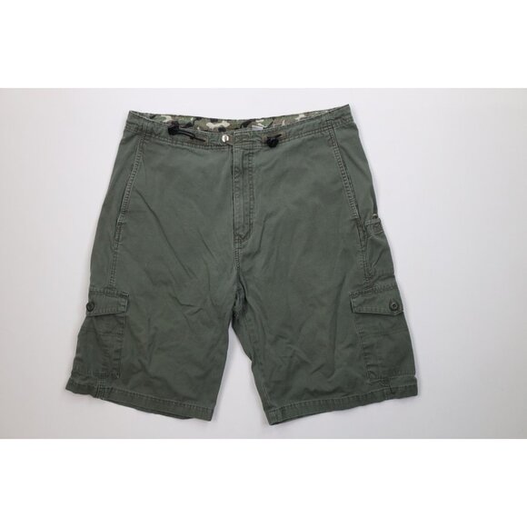 Vtg 90s Y2K Streetwear Mens 36 Distressed Baggy Fit Cargo Shorts Green Cotton - Picture 1 of 12